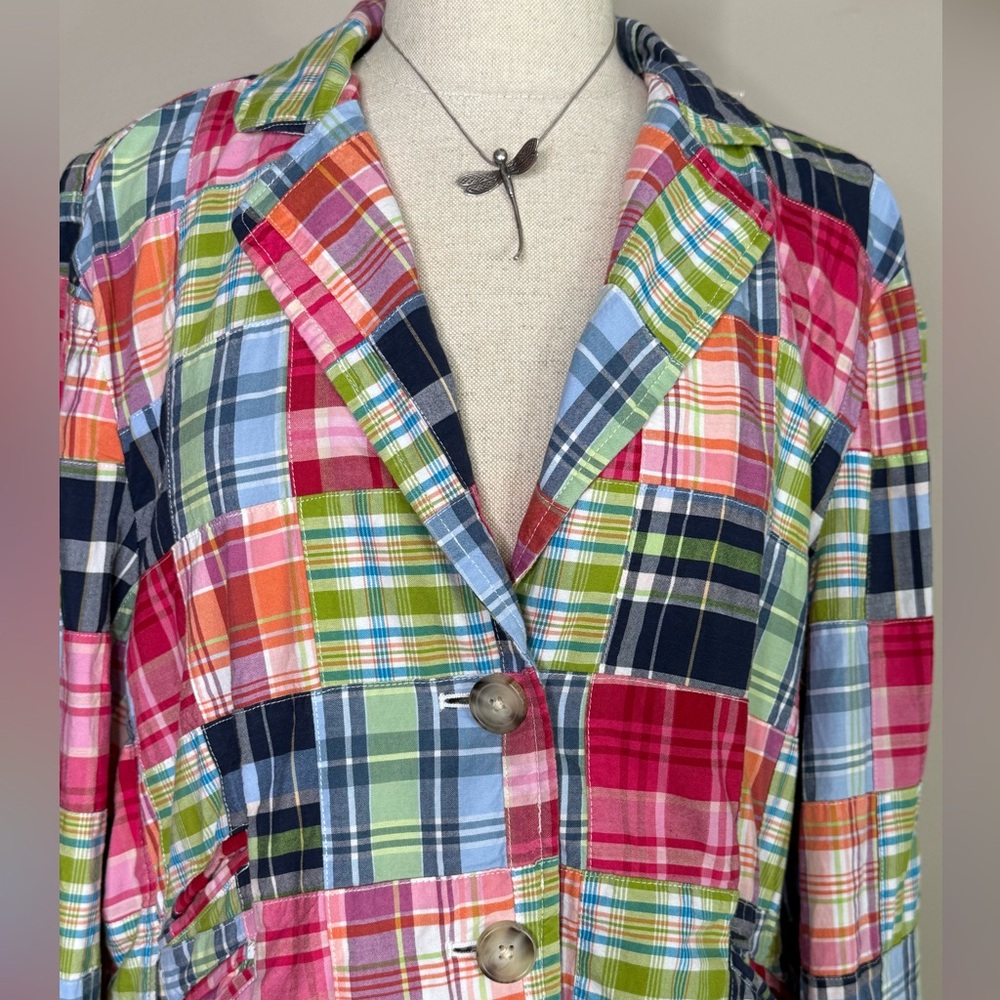 Patchwork Cottage Plaid Colorful Jacket Button Closure Women's 12 - 14 - Picture 3 of 16